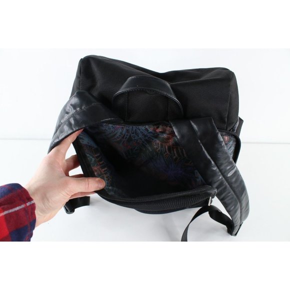 Ben Sherman Big Logo Spell Out Leather Strap Buckle Top Backpack Book Bag Pack